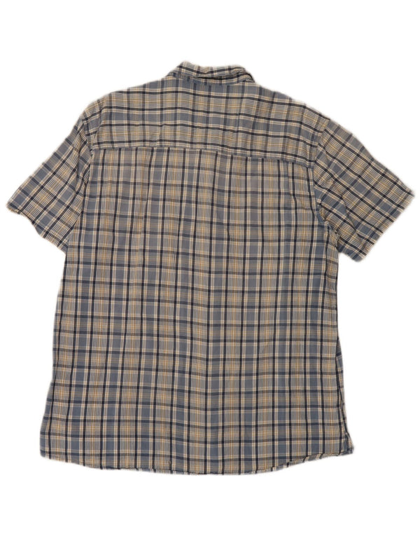 Mountain Warehouse Mens Short Sleeve Shirt XL Blue Check Cotton