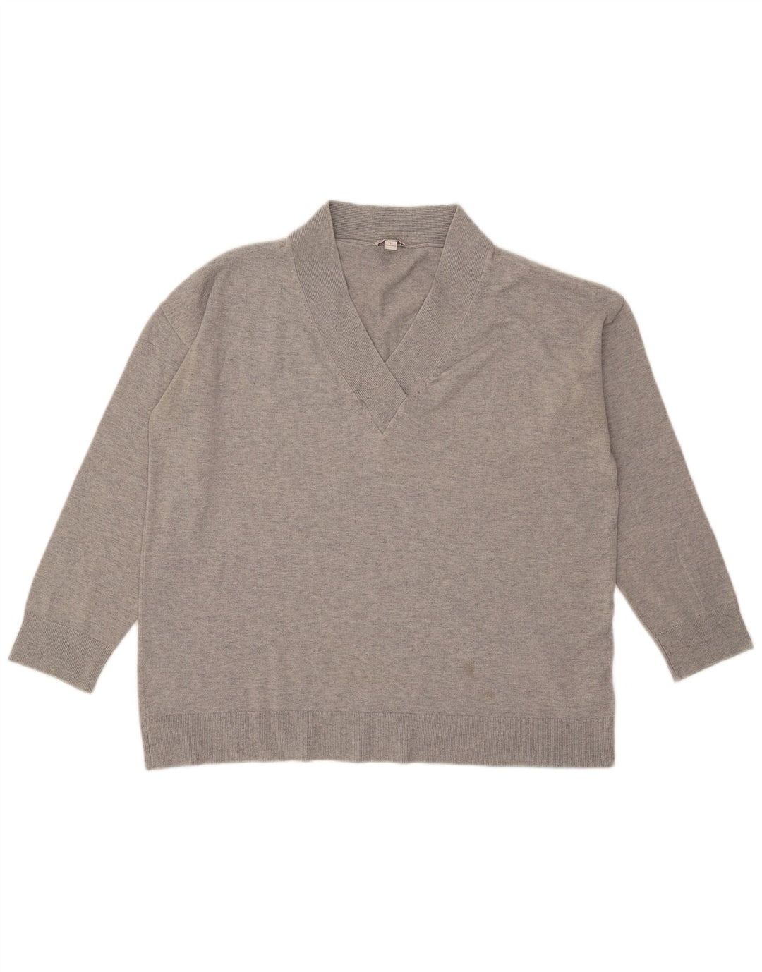 Gap Womens Oversized V-Neck Jumper Sweater UK 16 Large Grey Flecked