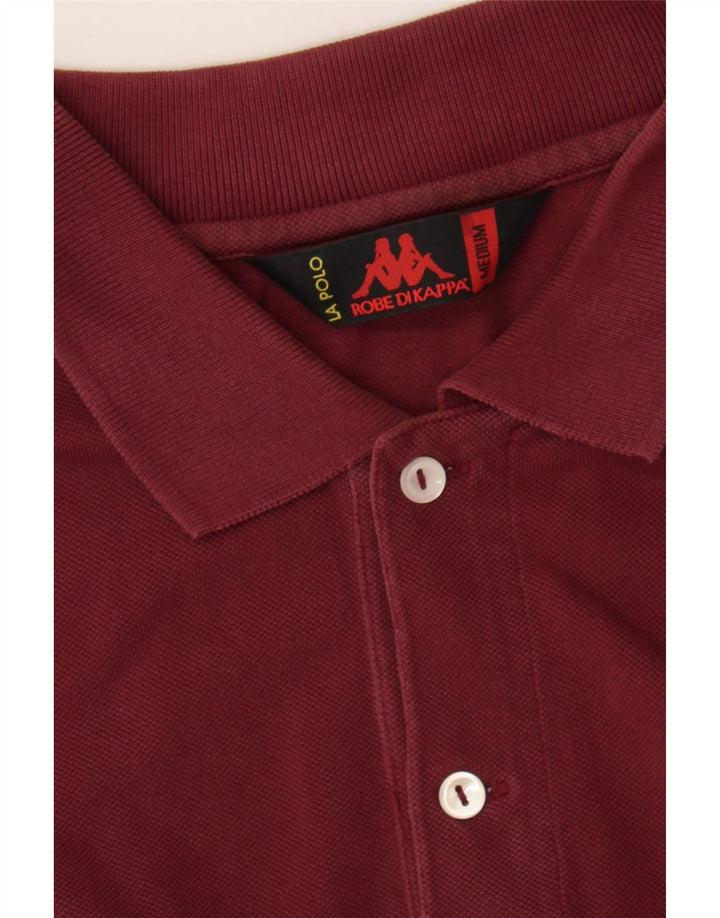 KAPPA Mens Long Sleeve Polo Shirt Medium Burgundy Cotton Vintage Kappa and Second-Hand Kappa from Messina Hembry 