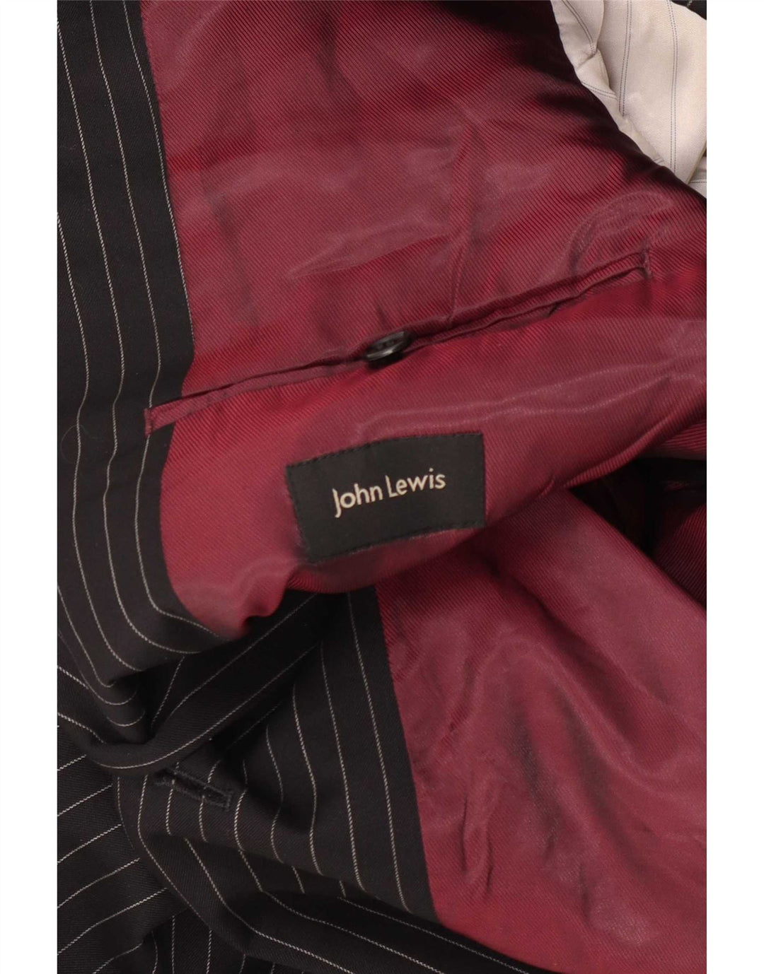 John Lewis Mens 2 Button Blazer Jacket UK 36 Small Black Pinstripe Wool
