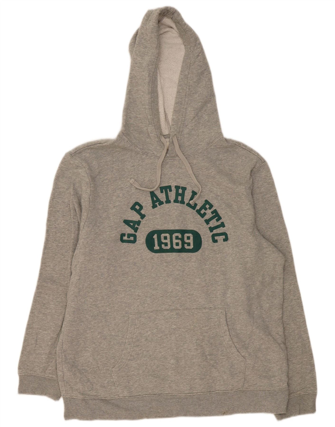 Gap Mens Graphic Hoodie Jumper Large Grey Flecked Cotton