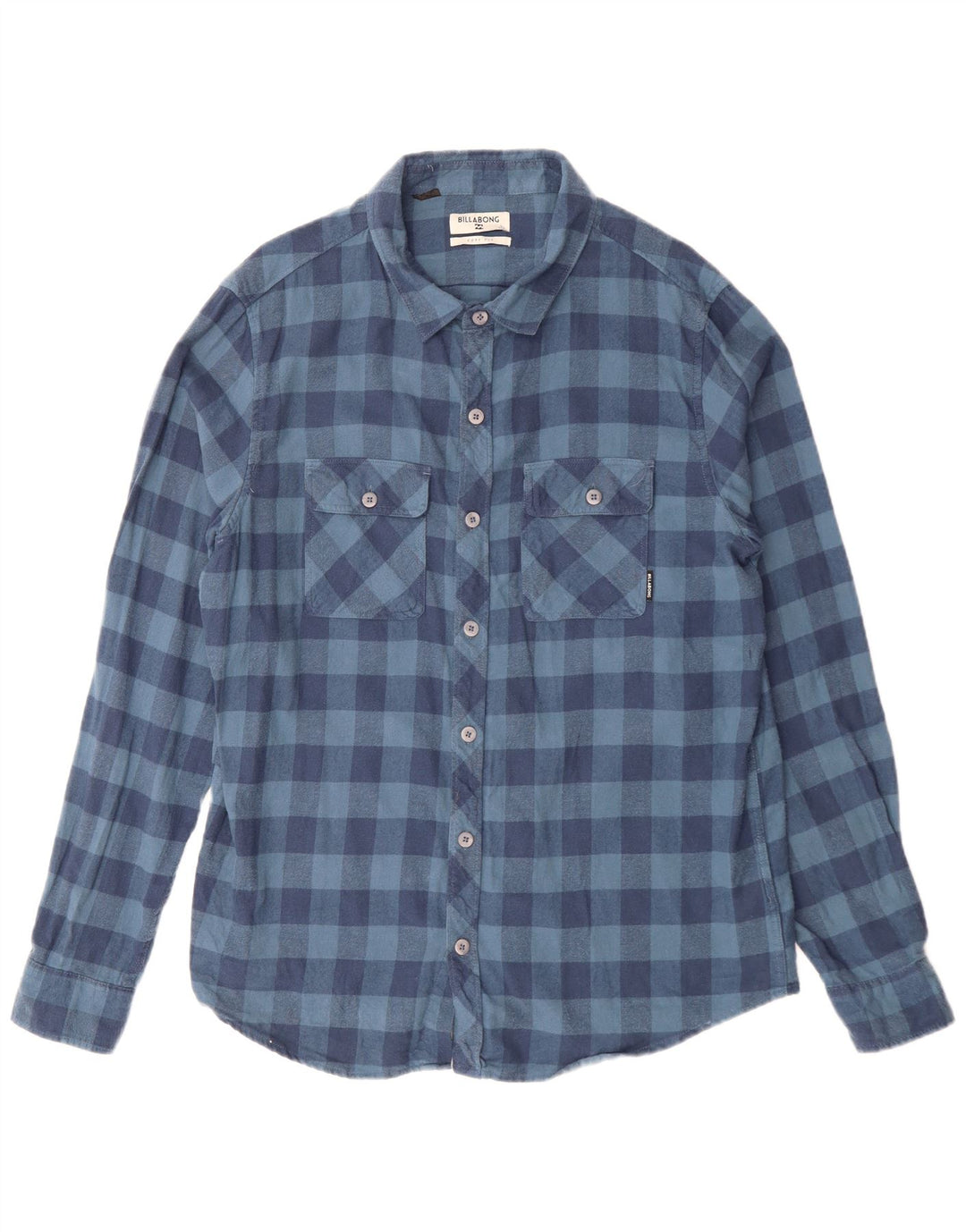 BILLABONG Mens Flannel Shirt Large Blue Gingham Cotton