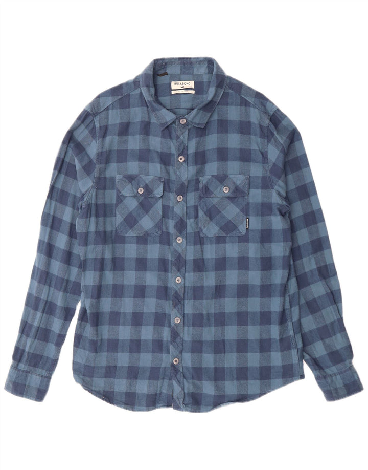 BILLABONG Mens Flannel Shirt Large Blue Gingham Cotton