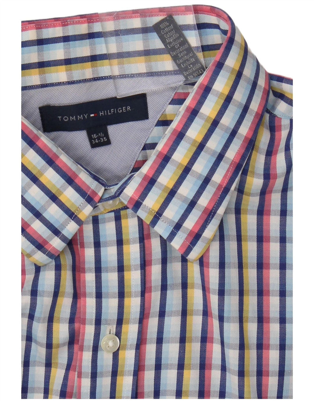 Tommy Hilfiger Mens Shirt Size 16 16 1/2 Large Multicoloured Check Cotton