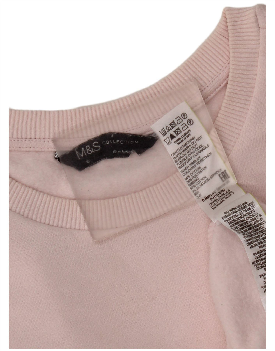 Marks & Spencer Womens Sweatshirt Jumper UK 16 Large Pink Cotton