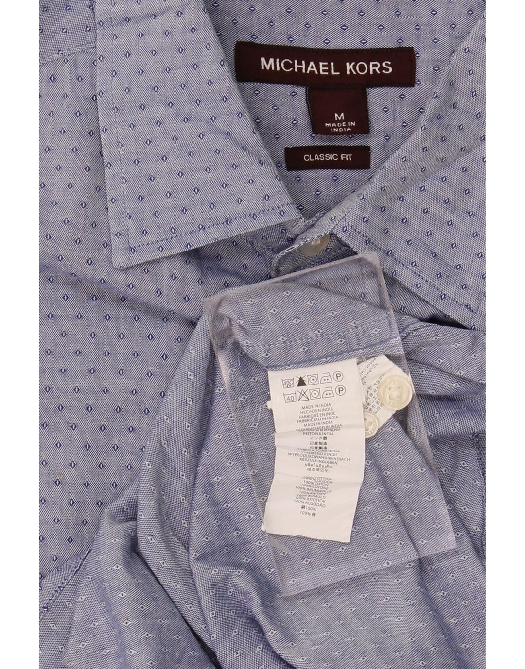 MICHAEL KORS Mens Classic Fit Shirt Medium Blue Spotted Cotton Vintage Michael Kors and Second-Hand Michael Kors from Messina Hembry 