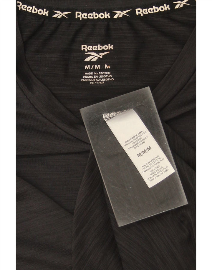 REEBOK Mens T-Shirt Top Medium Grey Pinstripe Polyester