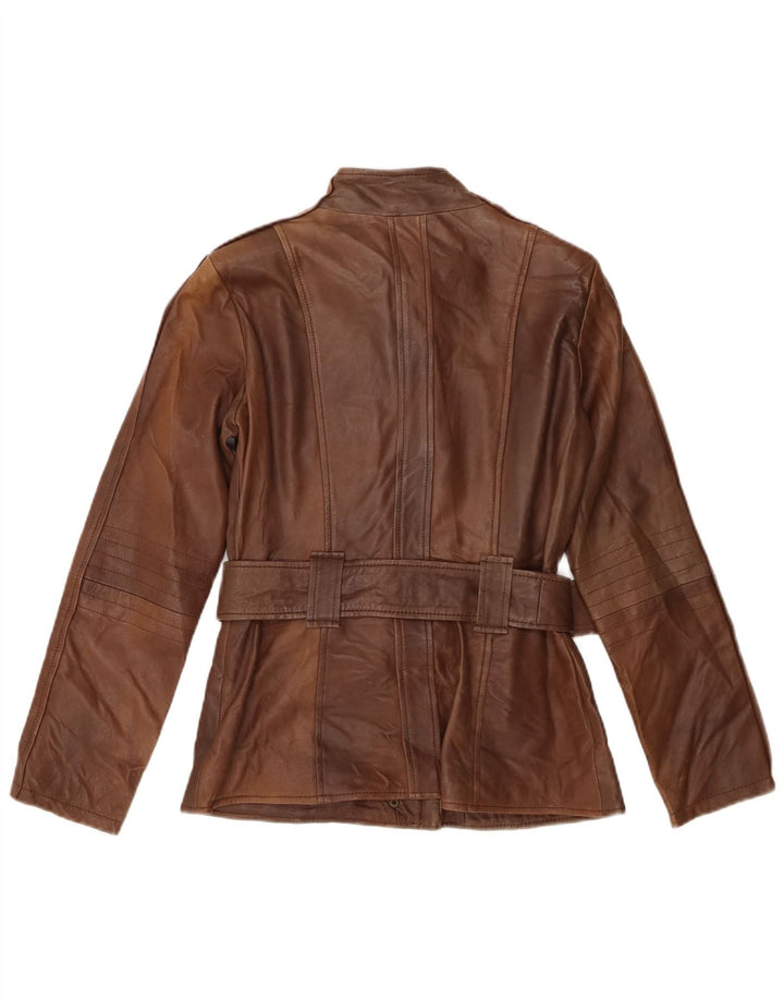 Zara Womens Leather Jacket UK 14 Large Brown Leather