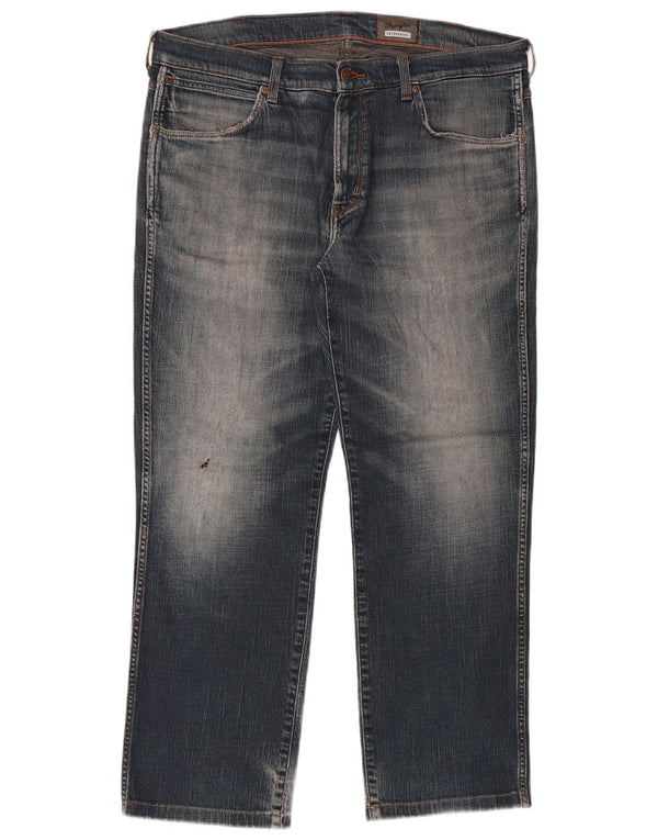 Wrangler Mens Greensboro Straight Jeans W38 L29 Blue Cotton