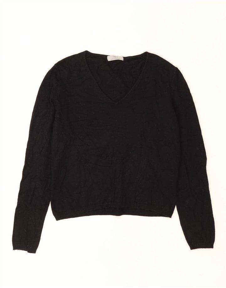 Marks & Spencer Womens Crop V-Neck Jumper Sweater UK 14 Medium Black