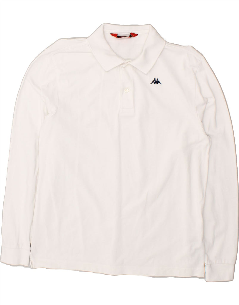 KAPPA Mens Long Sleeve Polo Shirt Medium White Cotton | Vintage Kappa | Thrift | Second-Hand Kappa | Used Clothing | Messina Hembry 