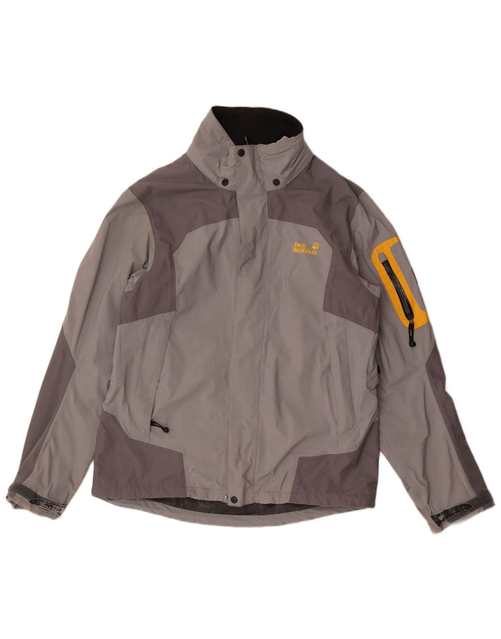 Jack Wolfskin Mens Rain Jacket UK 40/42 Large Grey Colourblock Polyamide