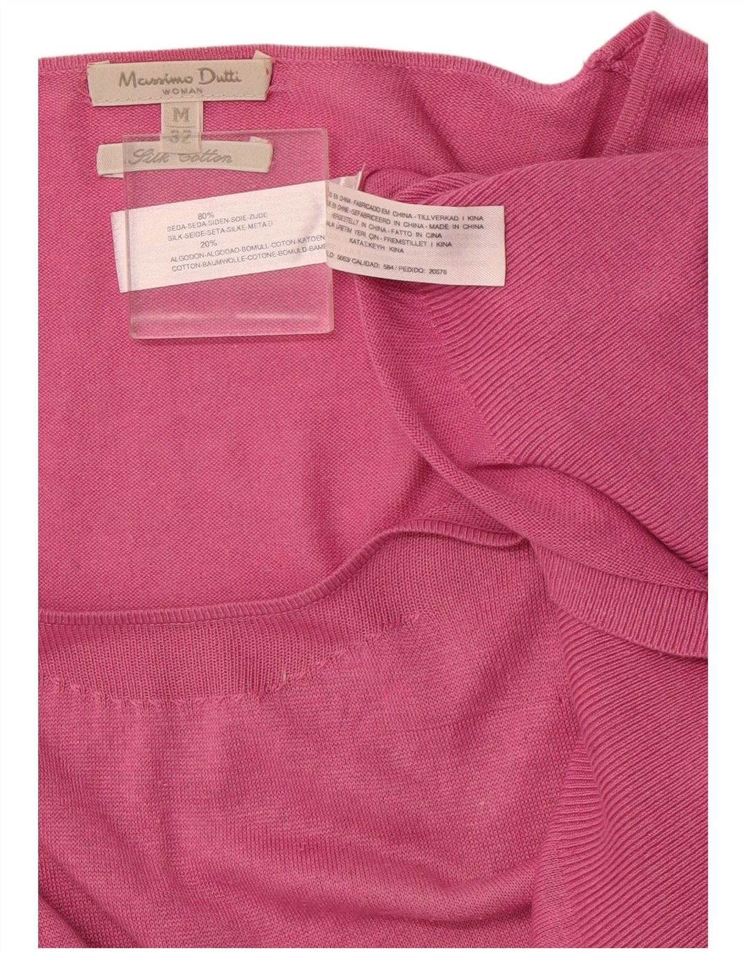 MASSIMO DUTTI Womens Boat Neck Jumper Sweater UK 14 Medium Pink Silk