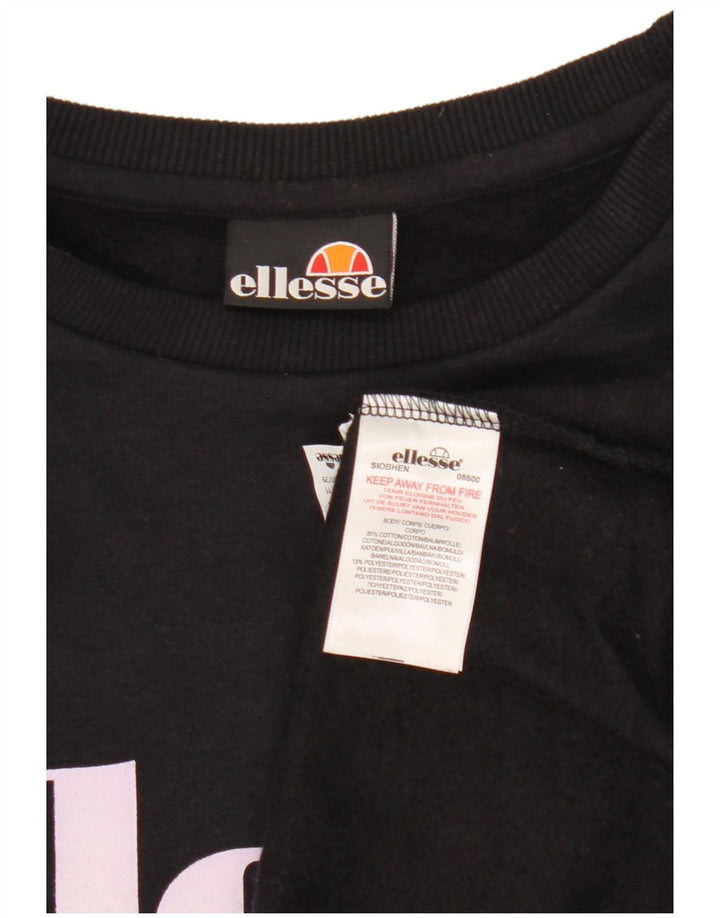 Ellesse Womens Graphic Oversized Sweatshirt Jumper UK 14 Medium Black