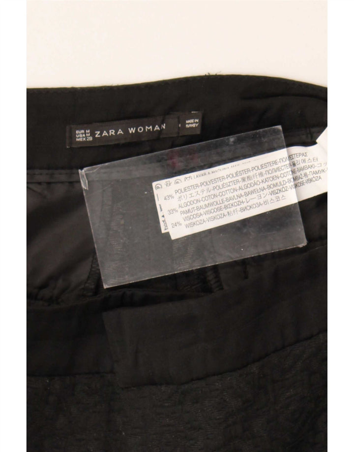 Zara Womens Slim Cropped Trousers Medium W28 L25 Black Spotted Polyester