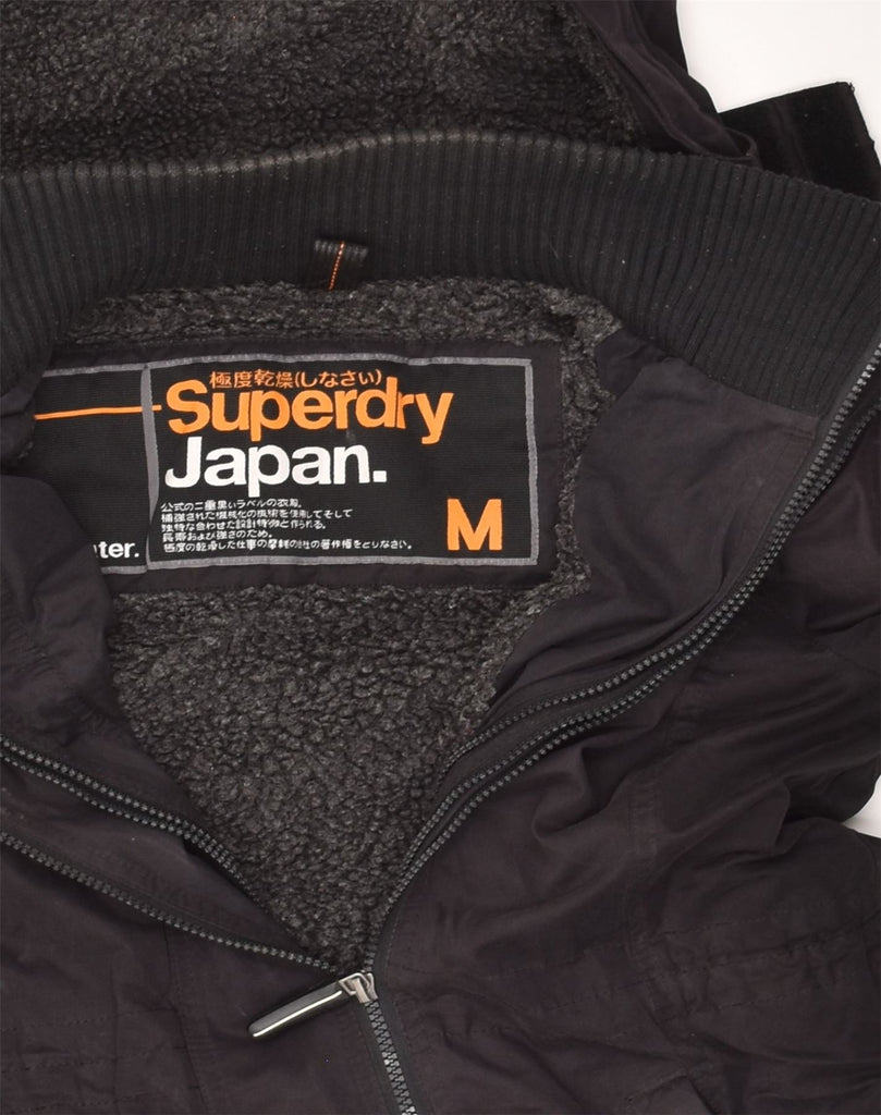 SUPERDRY Womens Sherpa Hooded Windbreaker Jacket UK 14 Medium Black | Vintage Superdry | Thrift | Second-Hand Superdry | Used Clothing | Messina Hembry 