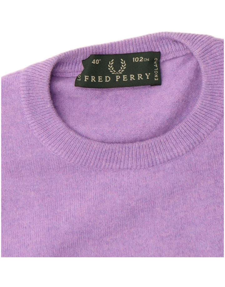Fred Perry Womens Crew Neck Jumper Sweater Medium Purple Wool