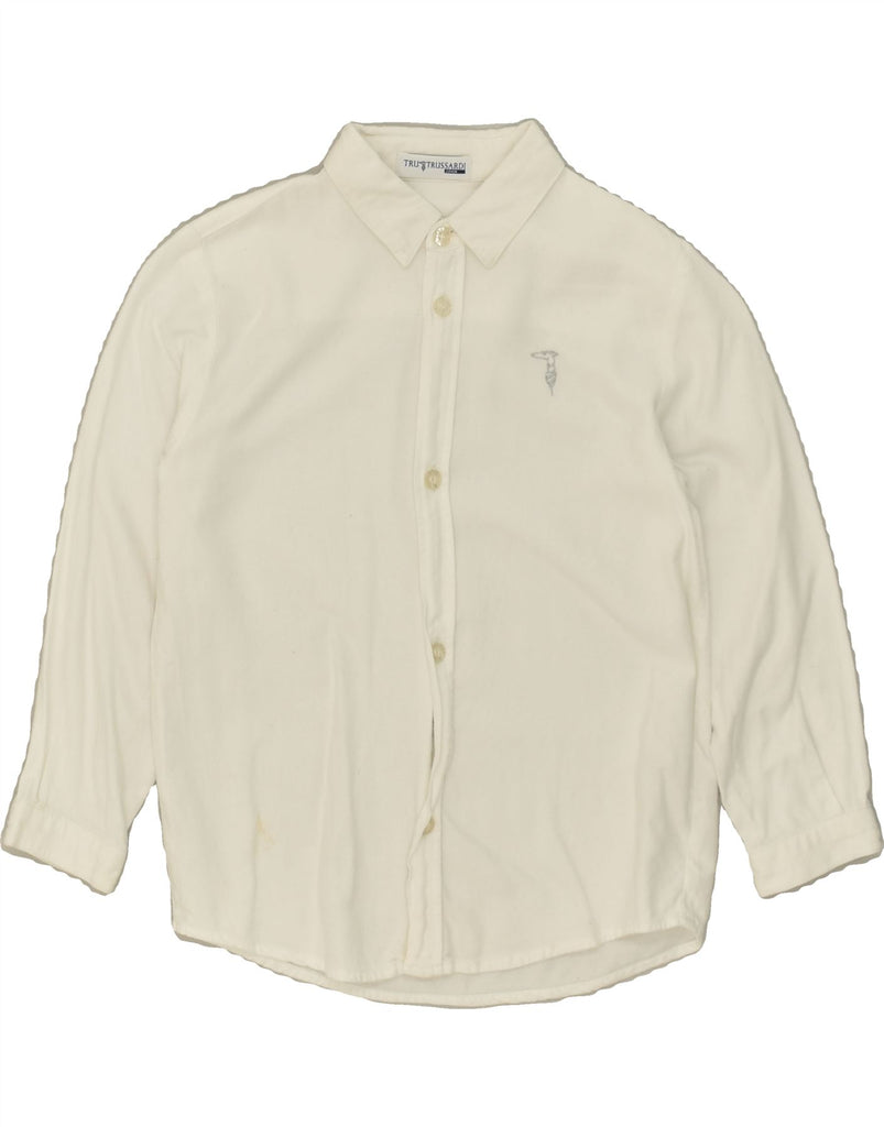 TRUSSARDI JUNIOR Boys Shirt 4-5 Years White Cotton | Vintage Trussardi Junior | Thrift | Second-Hand Trussardi Junior | Used Clothing | Messina Hembry 