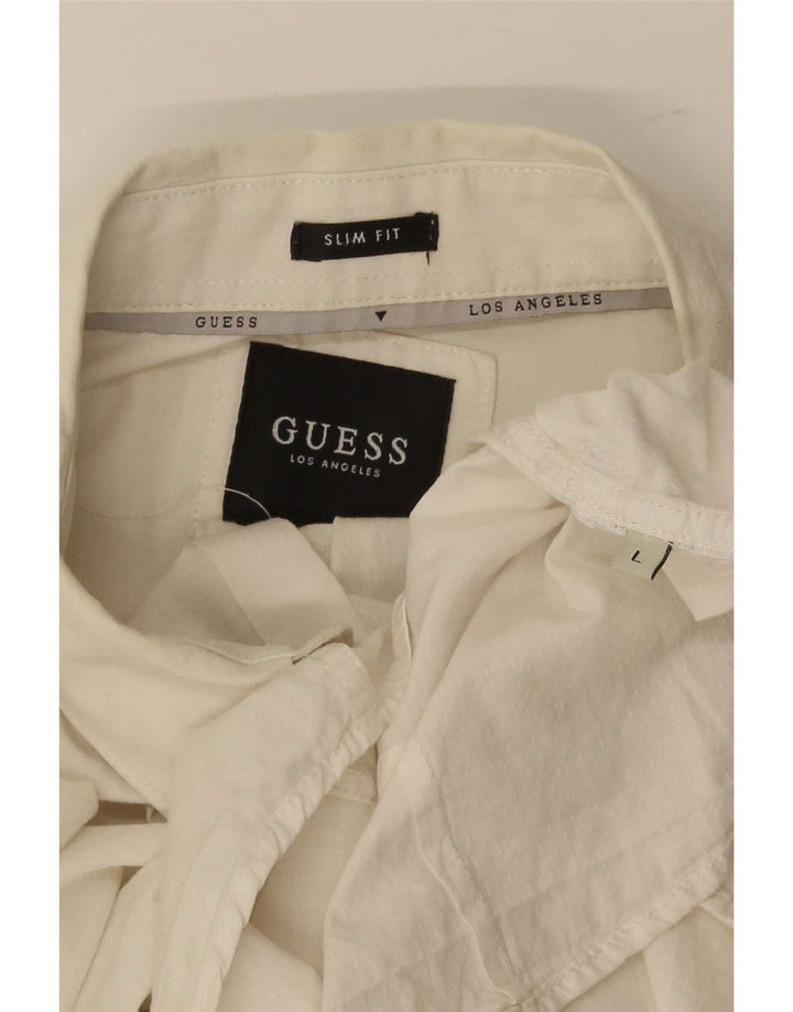 Guess Mens Slim Fit Shirt Large White