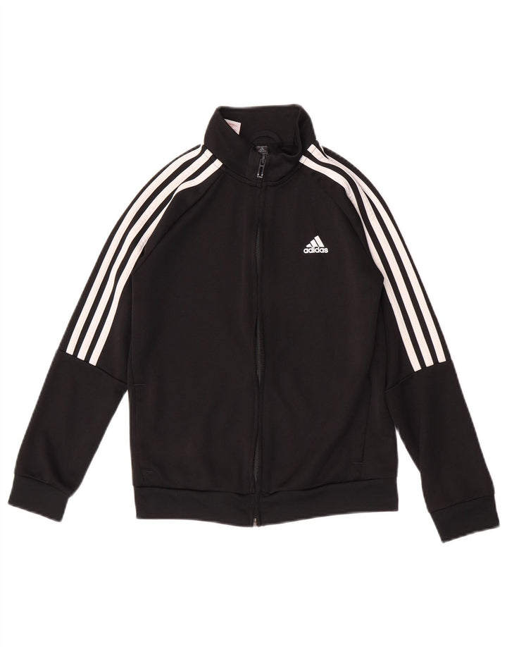 Adidas Boys Aeroready Tracksuit Top Jacket 9-10 Years Black Polyester