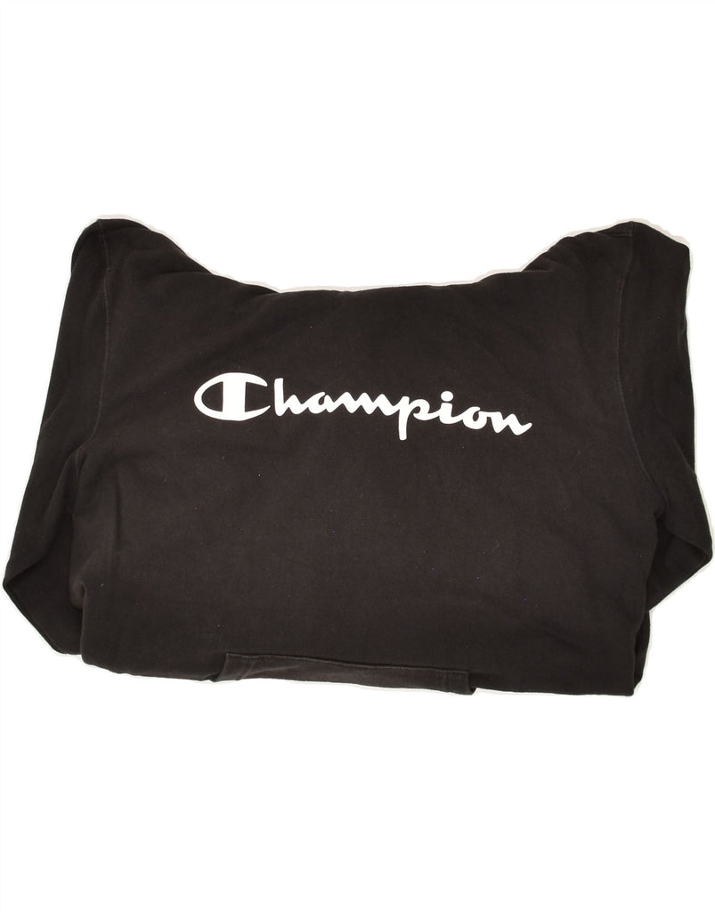 CHAMPION Mens Graphic Hoodie Jumper Medium Black Cotton | Vintage Champion | Thrift | Second-Hand Champion | Used Clothing | Messina Hembry 