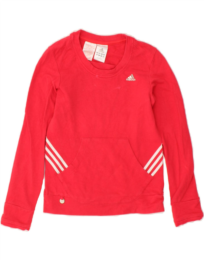 ADIDAS Girls Sweatshirt Jumper 7-8 Years Red Cotton | Vintage Adidas | Thrift | Second-Hand Adidas | Used Clothing | Messina Hembry 