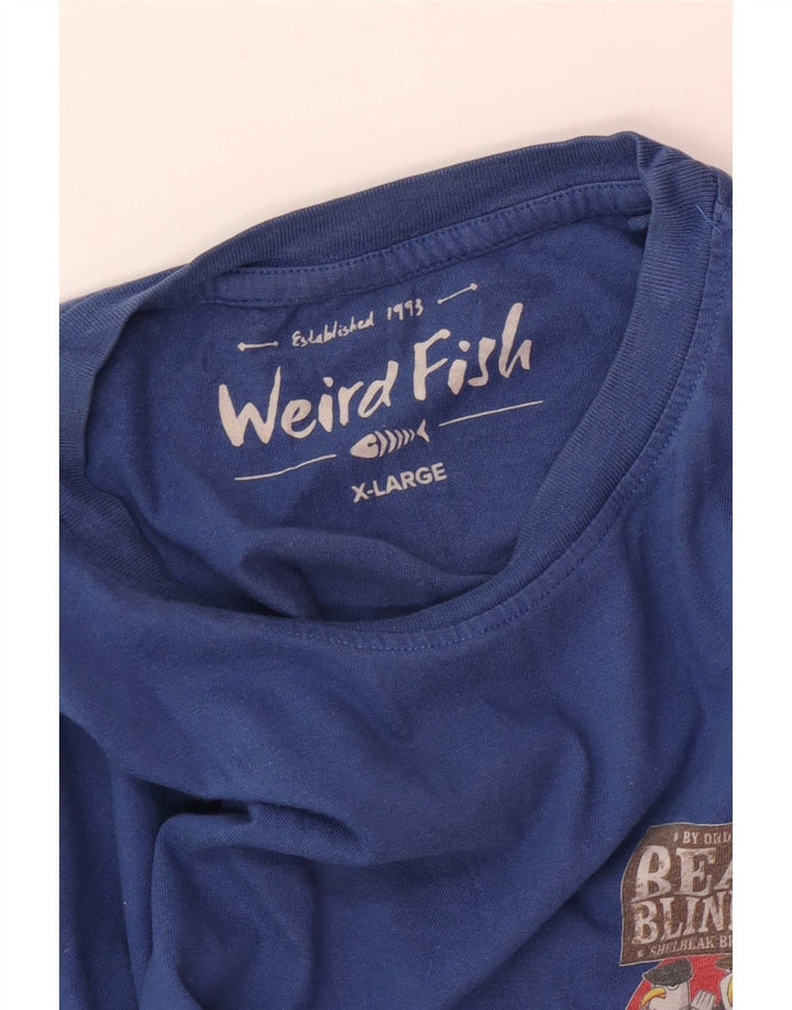 Weird Fish Mens Graphic T-Shirt Top XL Blue