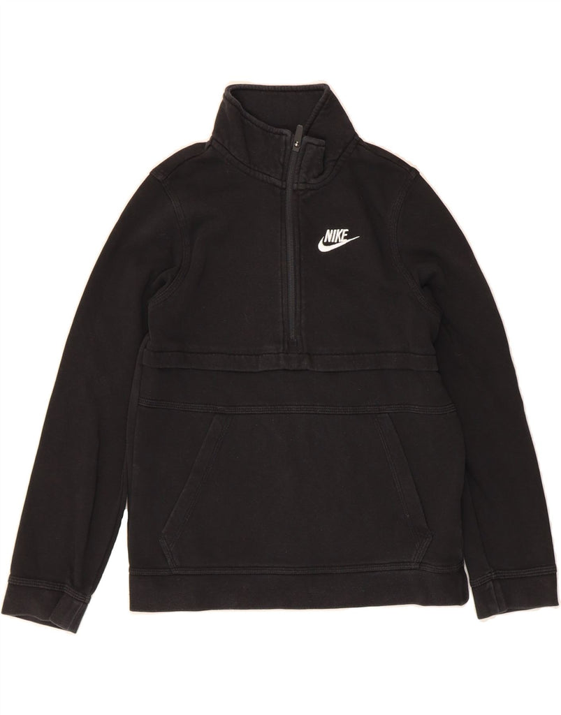 NIKE Boys Zip Neck Sweatshirt Jumper 10-11 Years Medium Black Cotton Vintage Nike and Second-Hand Nike from Messina Hembry 