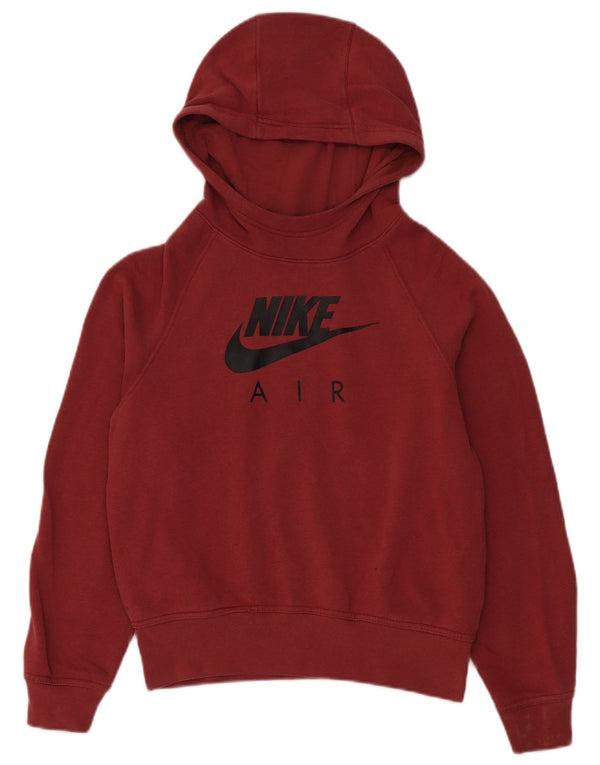 Nike Womens Graphic Oversized Hoodie Jumper UK 10 Small Burgundy Cotton
