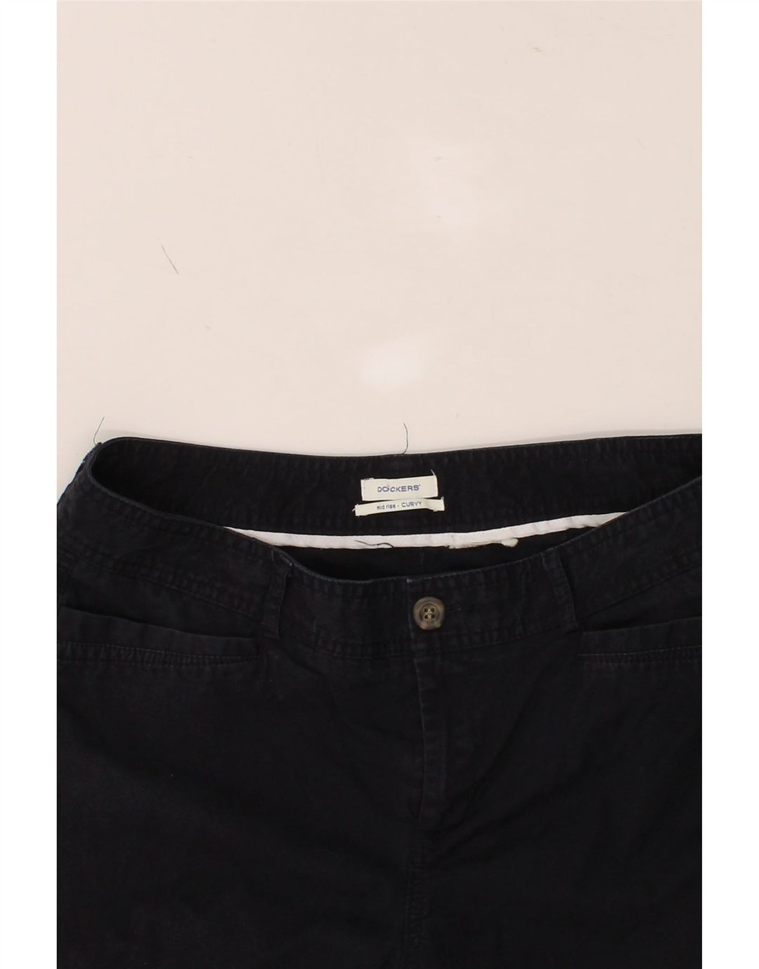 DOCKERS Womens Curvy Mid Rise Casual Shorts W32 Large Navy Blue Vintage Dockers and Second-Hand Dockers from Messina Hembry 