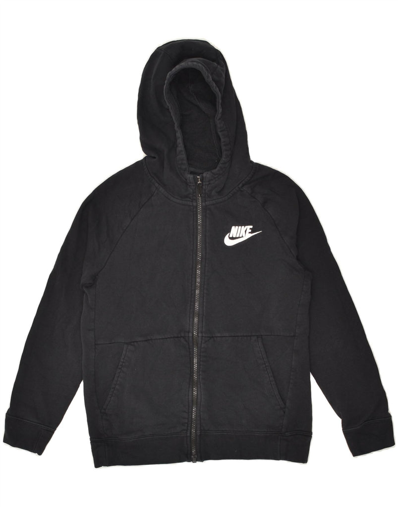 NIKE Boys Zip Hoodie Sweater 12-13 Years Large Black Cotton | Vintage Nike | Thrift | Second-Hand Nike | Used Clothing | Messina Hembry 