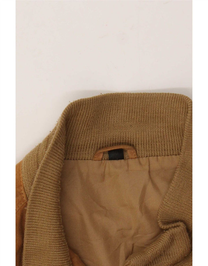Vintage Mens Suede Bomber Jacket IT 50 Large Brown Leather