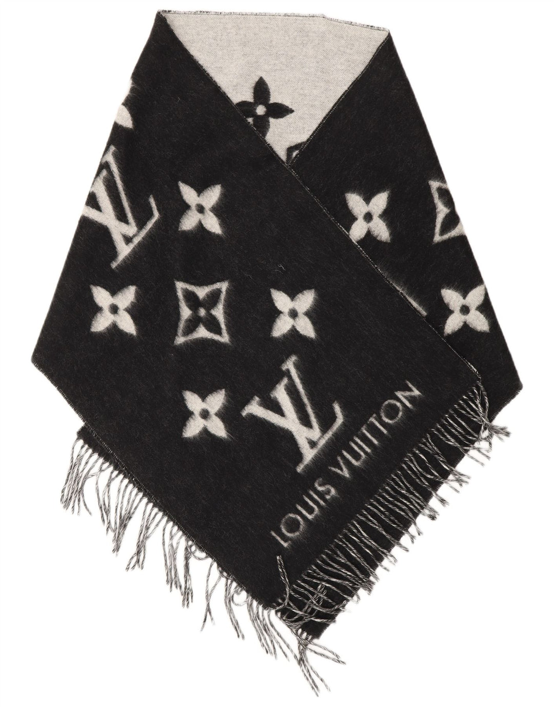 Louis Vuitton Womens Graphic Rectangle Scarf One Size Black Designer