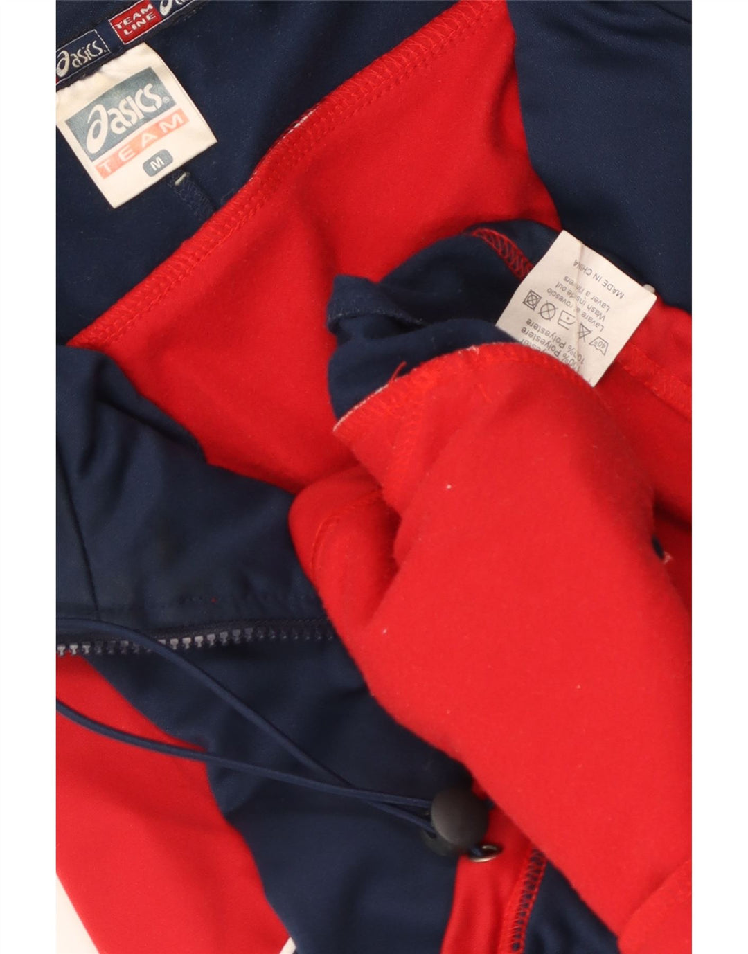 ASICS Mens Tracksuit Top Jacket Medium Red Colourblock Polyester