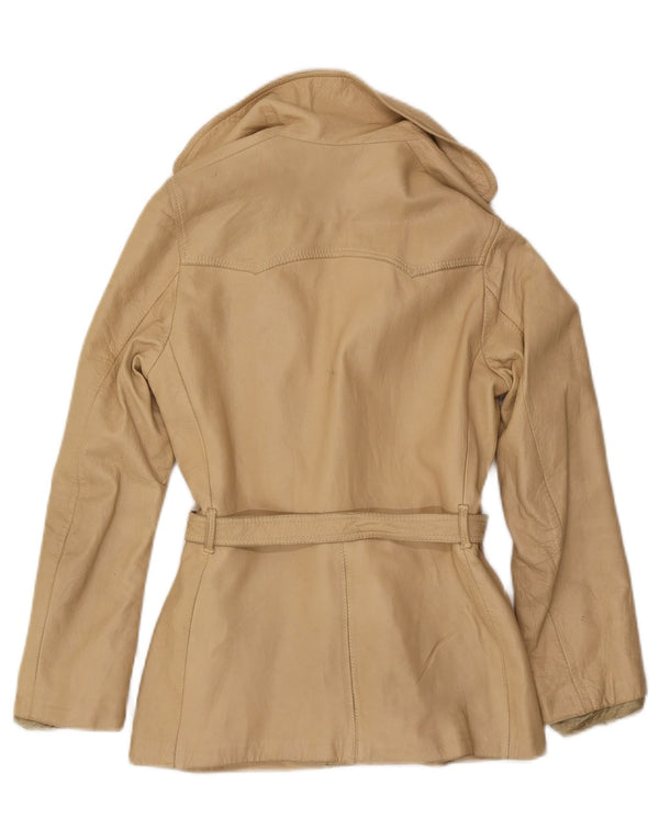 Vintage Womens Leather Jacket IT 46 Large Beige
