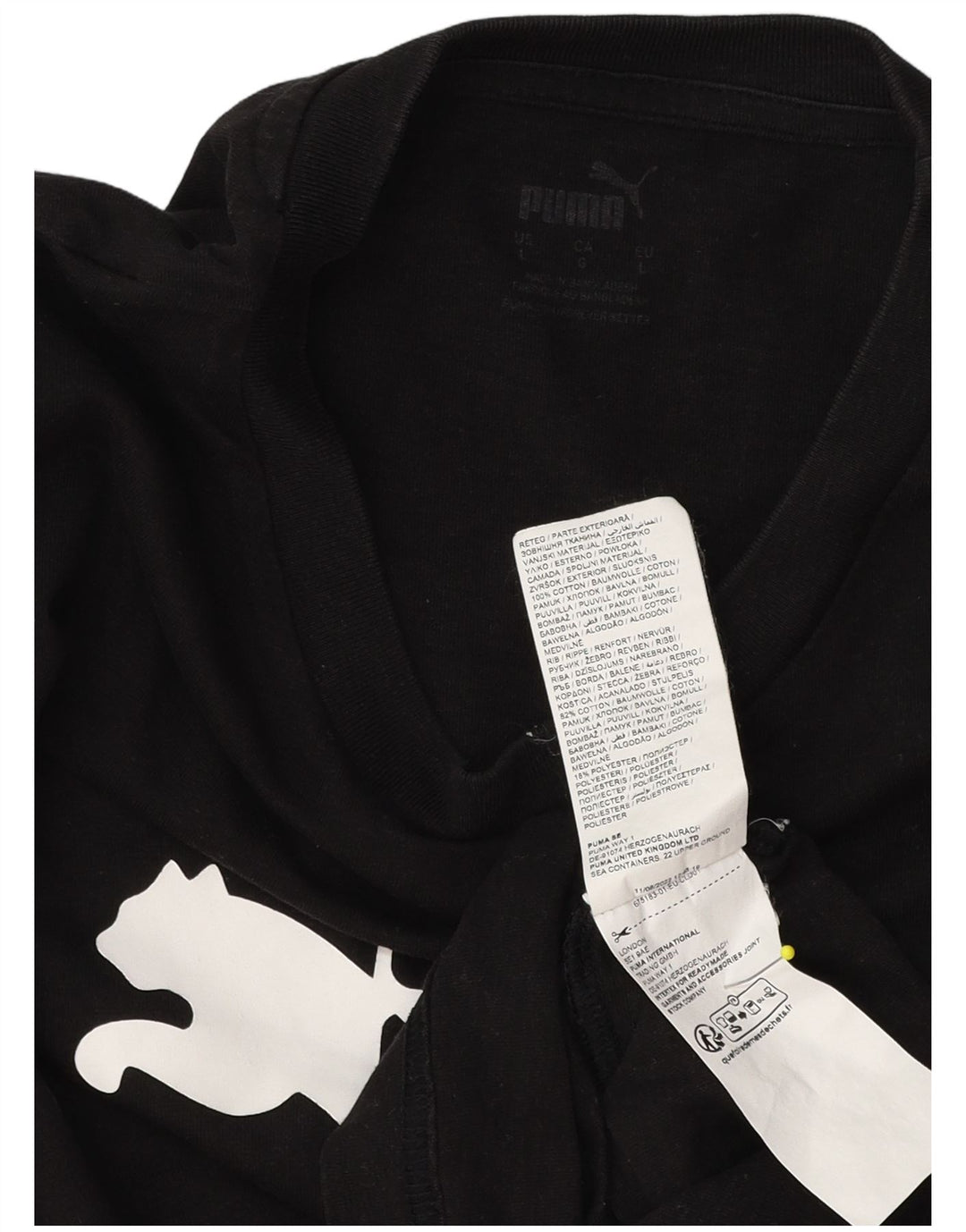 Puma Mens Graphic T-Shirt Top Large Black Cotton