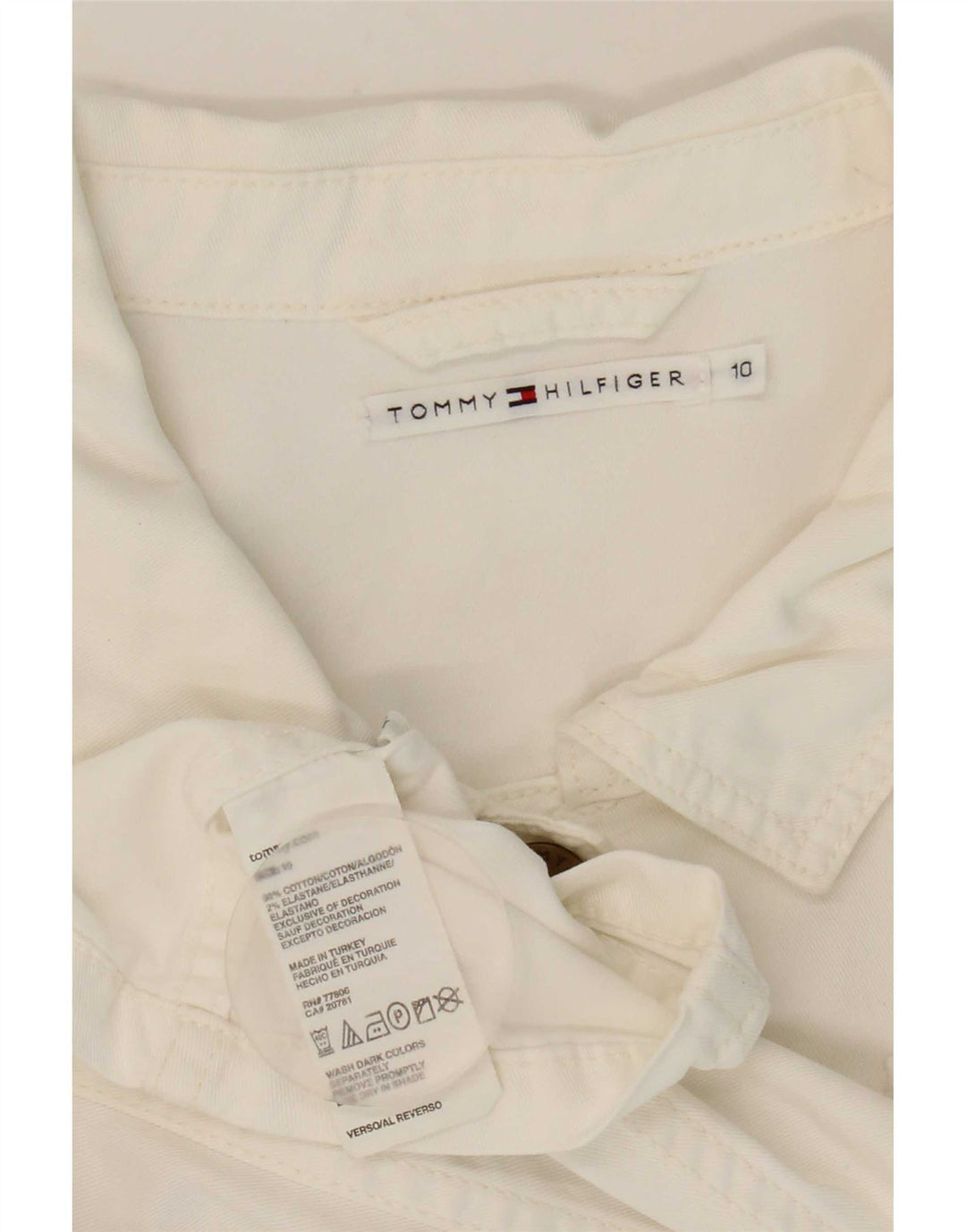 Tommy Hilfiger Womens Bomber Jacket UK 10 Large White Cotton