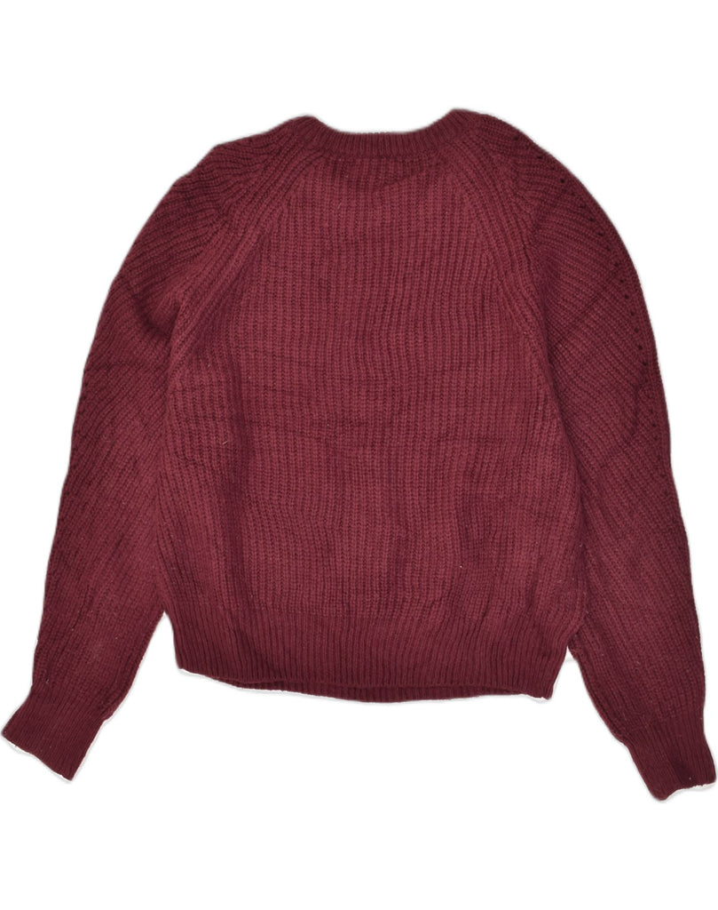 MANGO Womens Crew Neck Jumper Sweater UK 12 Medium Burgundy Acrylic | Vintage Mango | Thrift | Second-Hand Mango | Used Clothing | Messina Hembry 