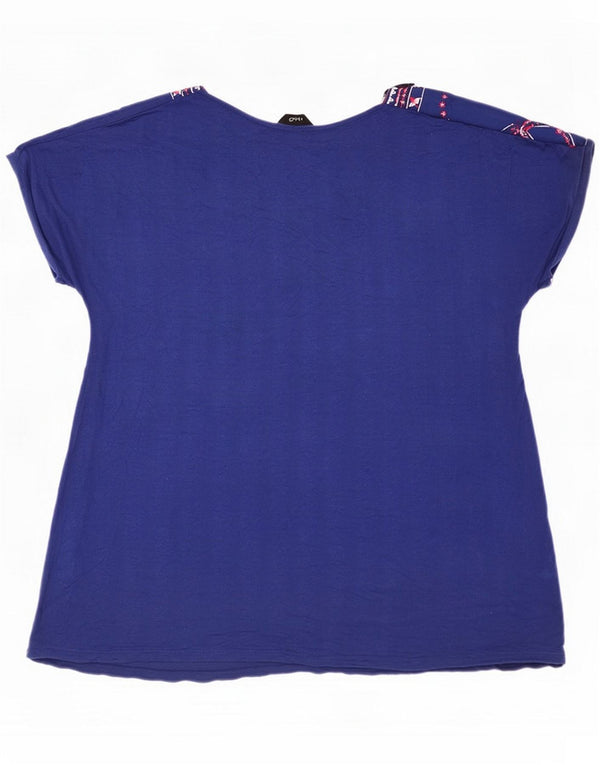 M&Co Womens Blouse Top UK 16 Large Blue Geometric Viscose
