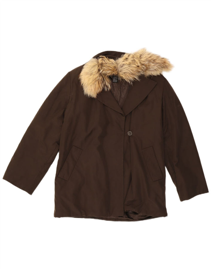 Zara Womens Parka Jacket UK 14 Medium Brown Polyester