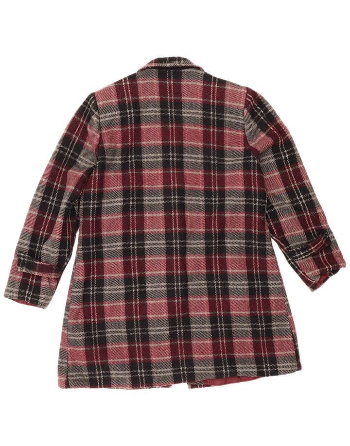 Vintage Womens Overcoat IT 48 XL Burgundy Check Wool