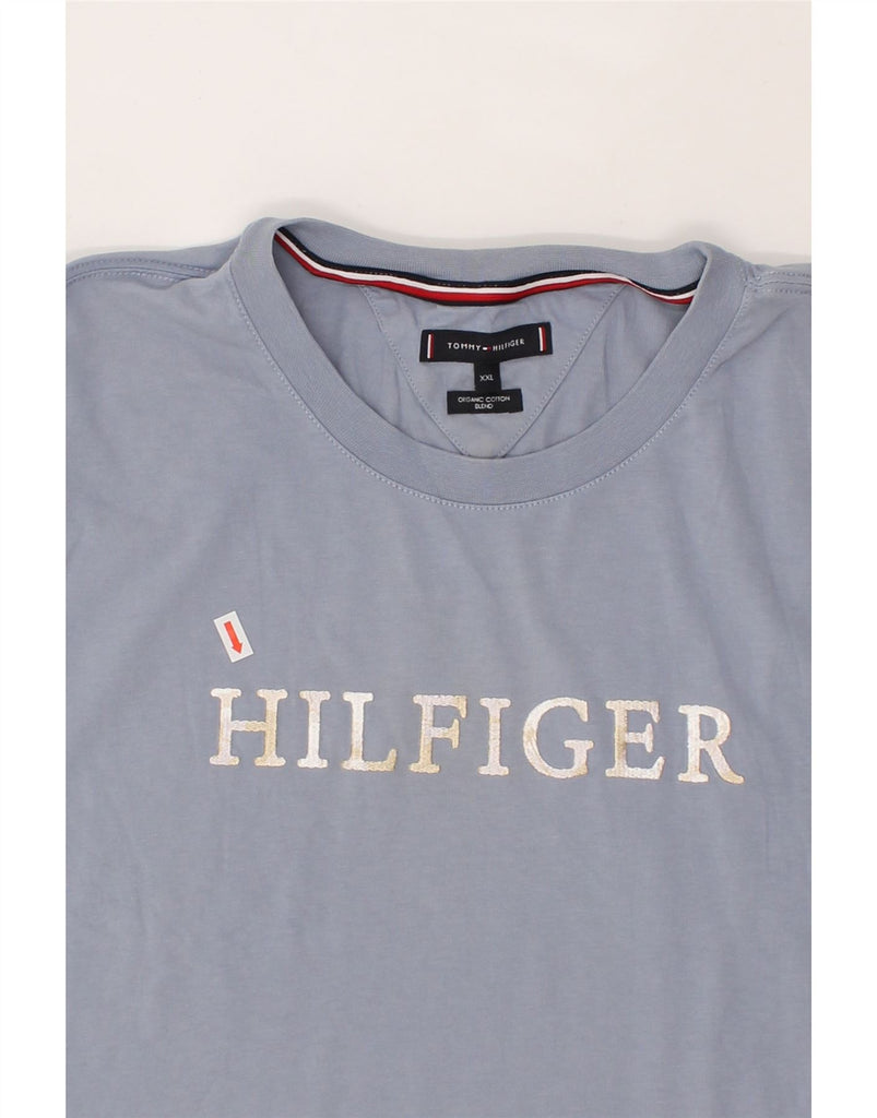 TOMMY HILFIGER Mens Graphic T-Shirt Top 2XL Blue Cotton Vintage Tommy Hilfiger and Second-Hand Tommy Hilfiger from Messina Hembry 