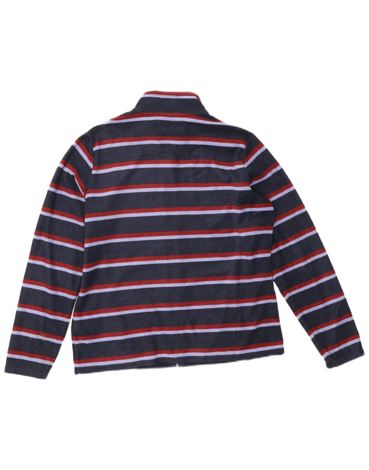 Marks & Spencer Womens Fleece Jacket UK 16 Large Navy Blue Striped