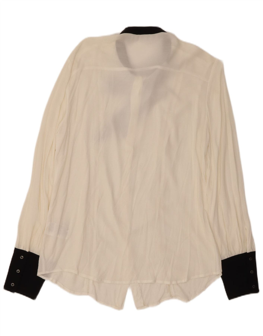 BENETTON Womens Bow Tie Shirt Blouse UK 16 Large White Colourblock Viscose