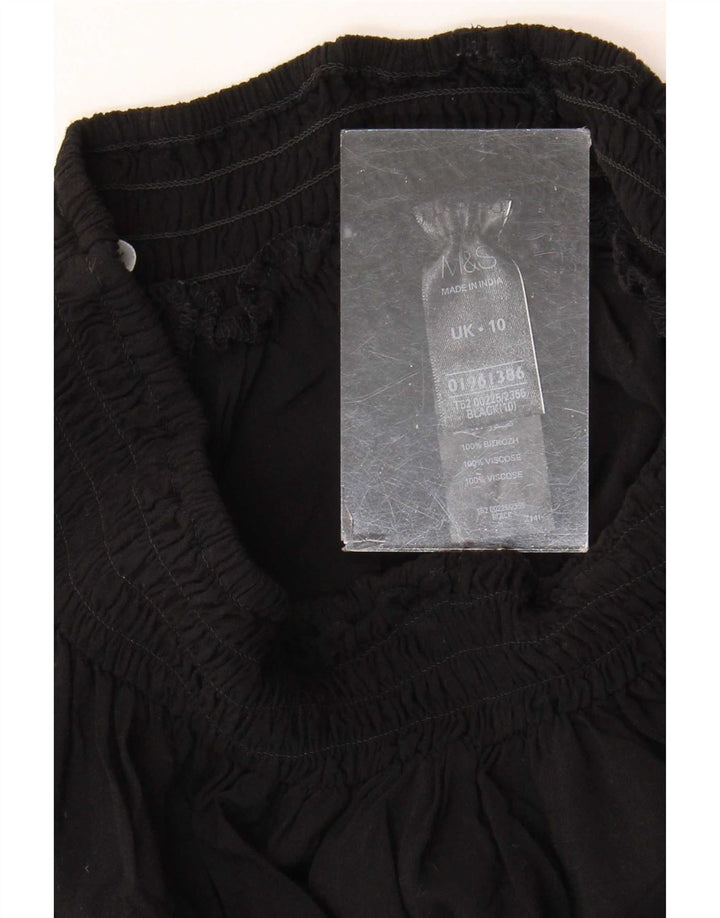 Marks & Spencer Womens Harem Trousers UK 10 Small W26 L26 Black Viscose