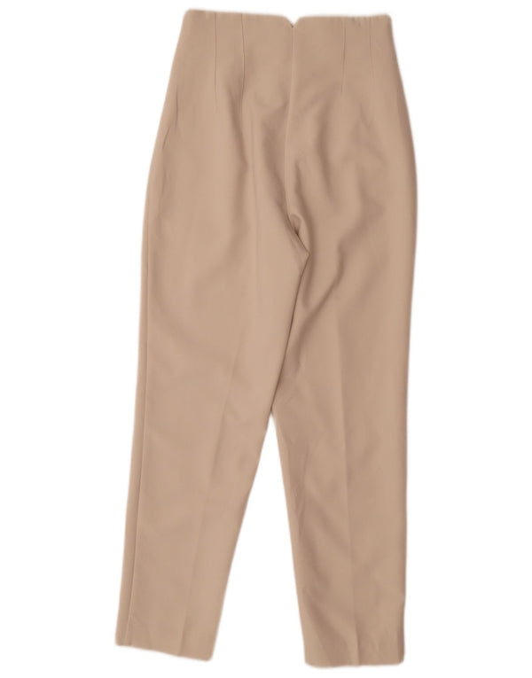 Zara Womens High Waist Tapered Casual Trousers XS W24 L26 Beige