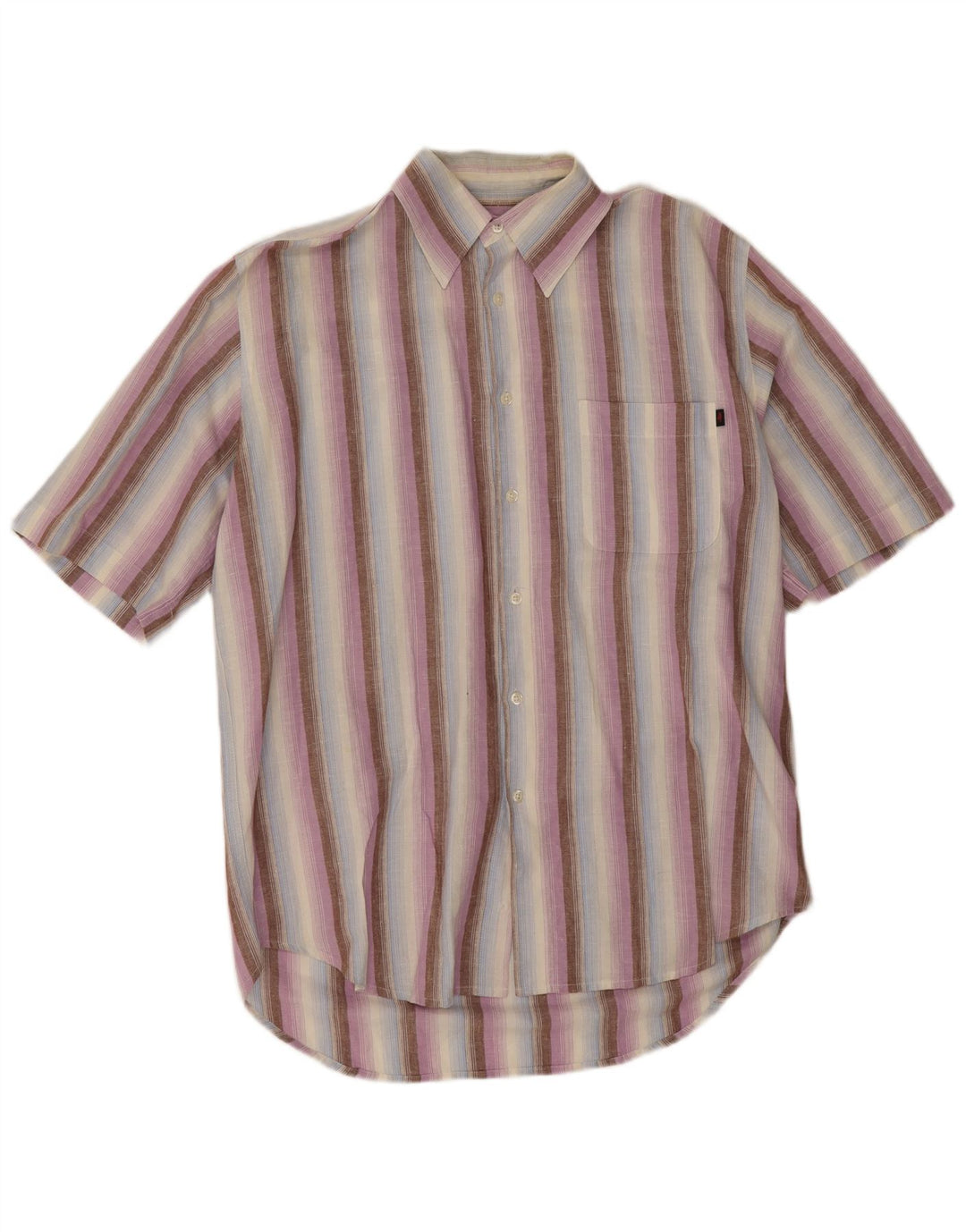 Marlboro Classics Mens Short Sleeve Shirt Large Multicoloured Striped Linen