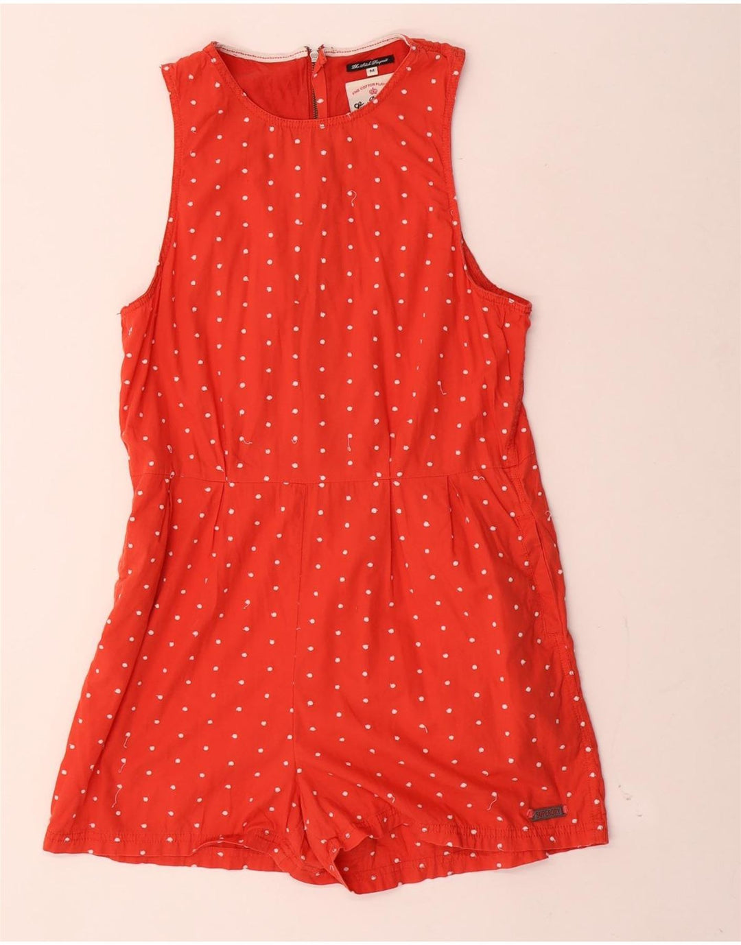 Superdry Womens Sleeveless Playsuit UK 14 Medium Red Spotted