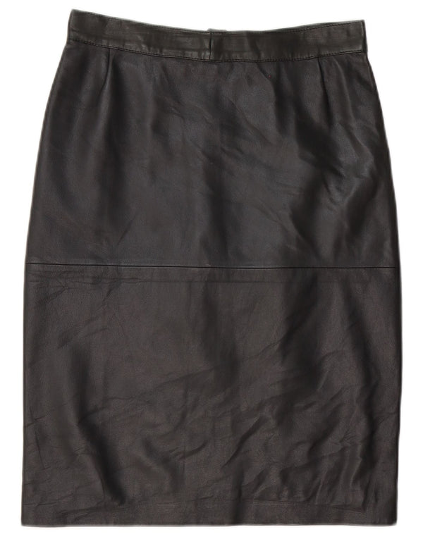 Vintage Womens Leather Skirt Medium W28 Black