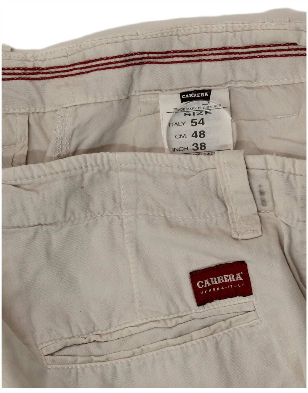 Carrera Mens Chino Shorts IT 54 2XL W38 White Cotton
